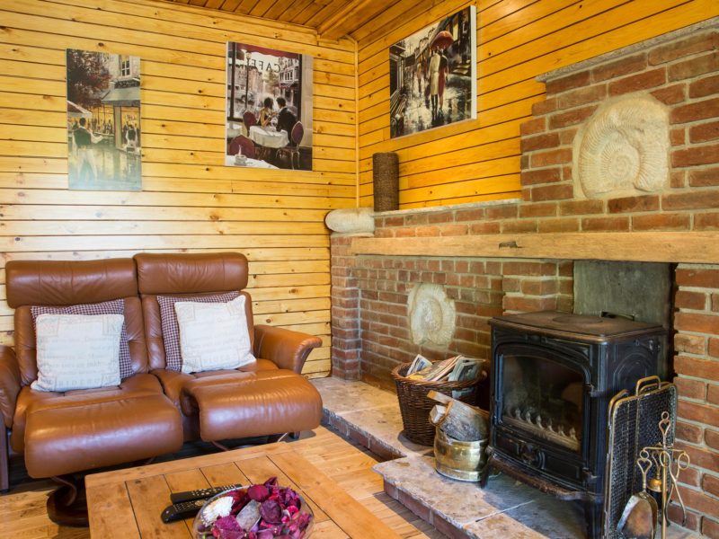 Ash Log Cabin fireplace